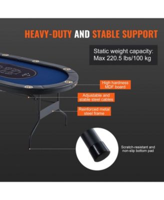 84" Oval Foldable Poker Table for 10 Players, Padded Rails, Stainless Steel Cup Holders, Portable Blackjack & Card Table