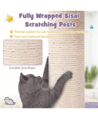 62" Tall Multi-level Cat Tower with Scratching Posts in Purplish Pink