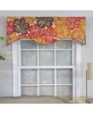Wild Hibiscus Cornice 100% Cotton Rod Pocket Lined  Window Valance 50" x 17" Multi