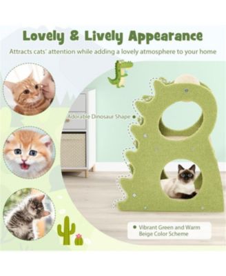 2-Tier Modern Cat Tree with Rotatable Scratching Ball in Green