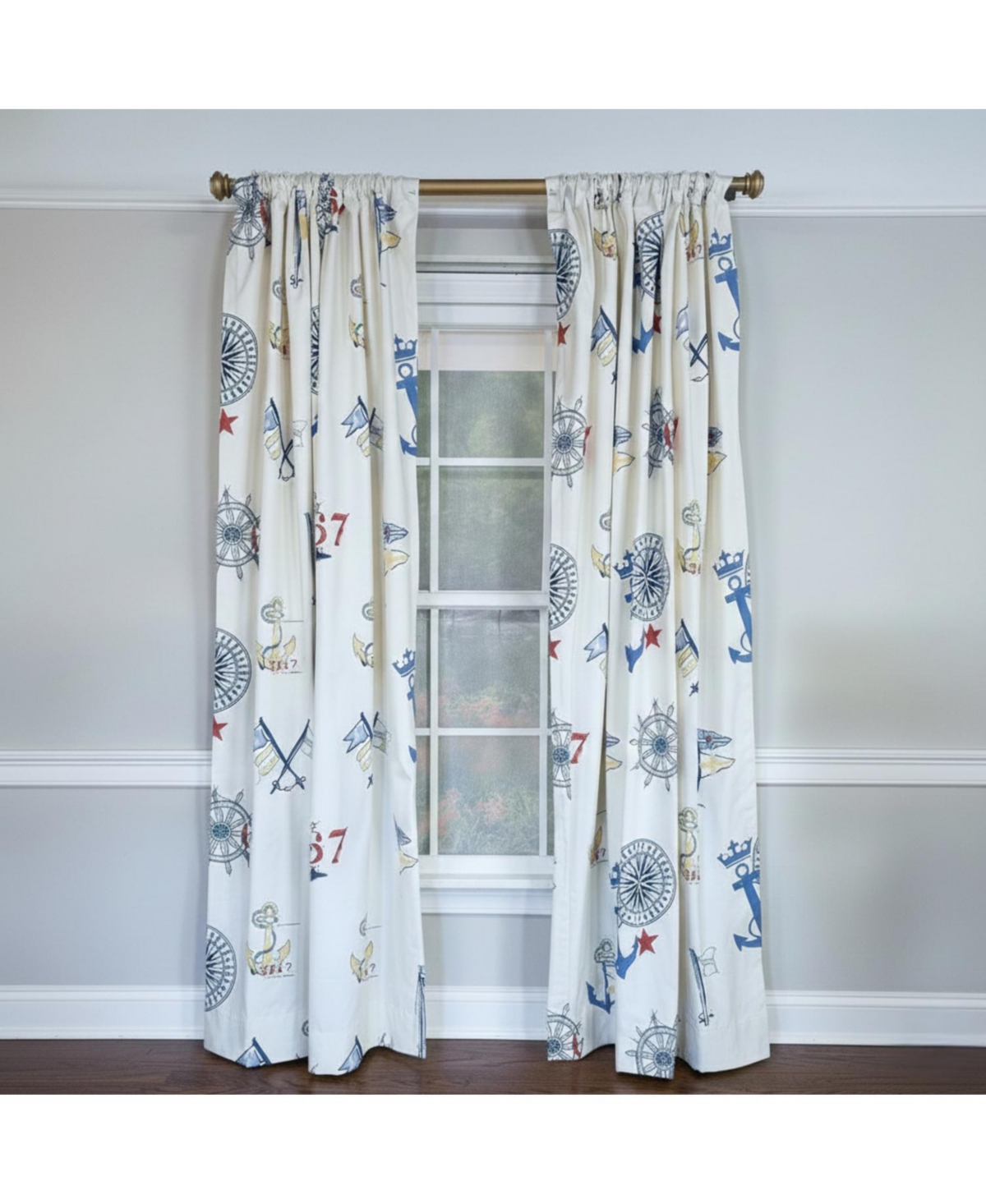 Rlf Home Ralph Lauren Navigator 100% Cotton Rod Pocket Window Curtain set of 2