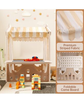 Foldable Kids Playhouse with Lights, Blocks & Open Design