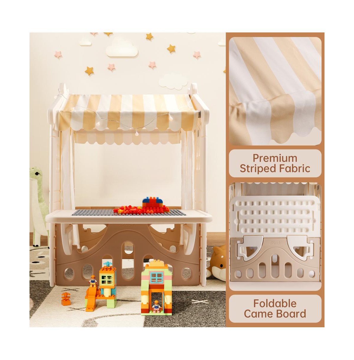 Bruce & Shark Foldable Kids Playhouse with Lights, Blocks & Open Design