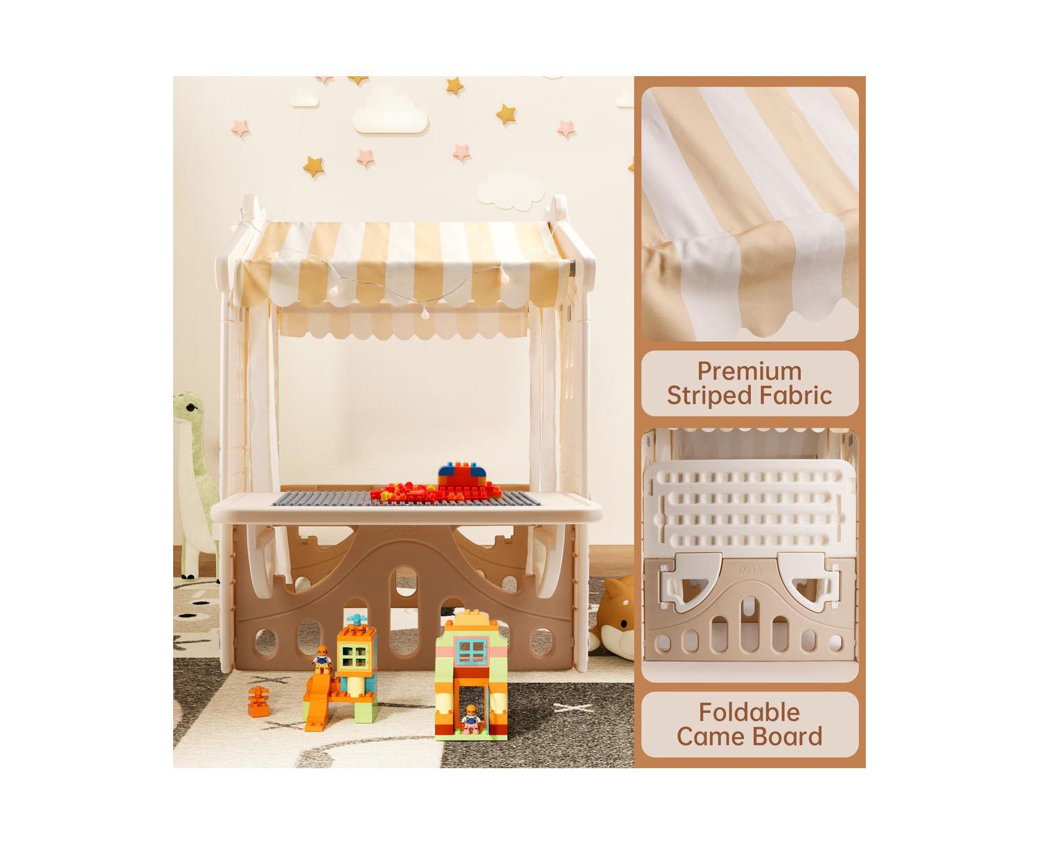 Foldable Lighted Kids' Playhouse with Building Blocks