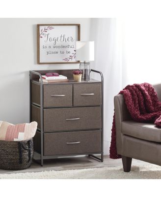 Storage Dresser Furniture, 4 Removable Fabric Drawers, Dk. Gray/Graphite