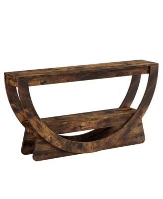 63-Inch Console Table, Farmhouse 2-Tier Entryway Table with Arched Open Shelf, Narrow Long Sofa Table Behind Couch, Wooden Accent Table