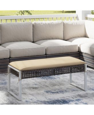 43" Patio Ottoman with Seat Cushion and Sturdy Metal Legs