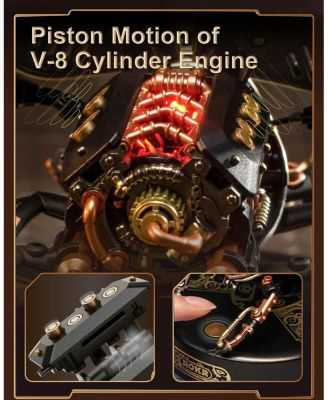 3D Puzzles for Adults Electric Insect Metal Model Building Kit Desk Toys Hobby Kit for Adults Gift for Teens Rhinoceros Beetle Red