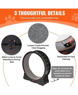 43.3 in Wooden Cat Running Wheel with Runway in Black