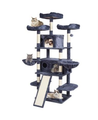 68.5" Cat Tower with Cat Condos Scratching Post in Blue
