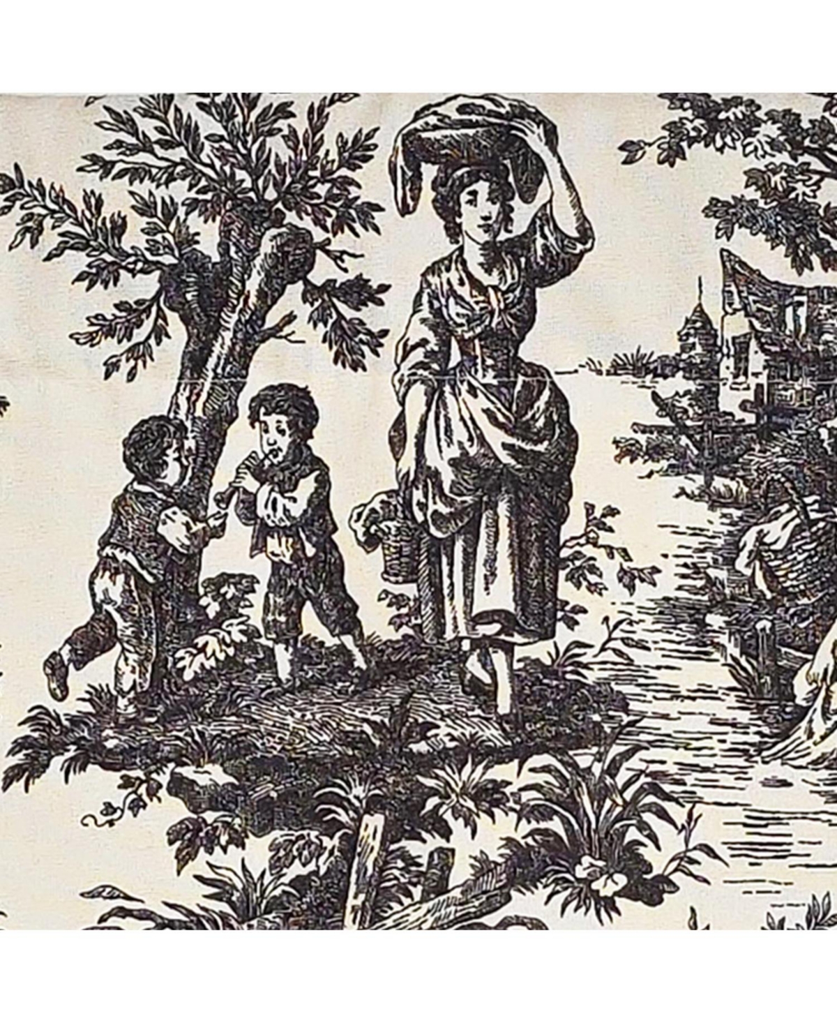 Rlf Home Baroque Provance 100% Cotton Rod Pocket Lined Window Valance 50" x 15" Black