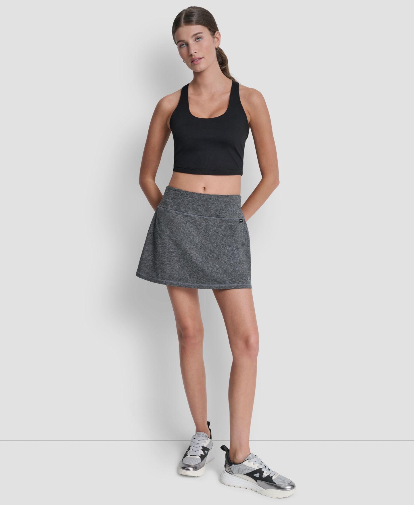 Женская юбка-шорты DKNY Space-Dye Pull-On Bike Skort, цвет: Чёрный — фото 2