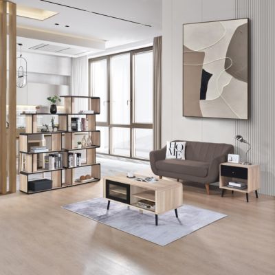 Nathan Wooden Display Book Shelf Bookcase – Shelving Rack Unit Organizer, Oak/Black