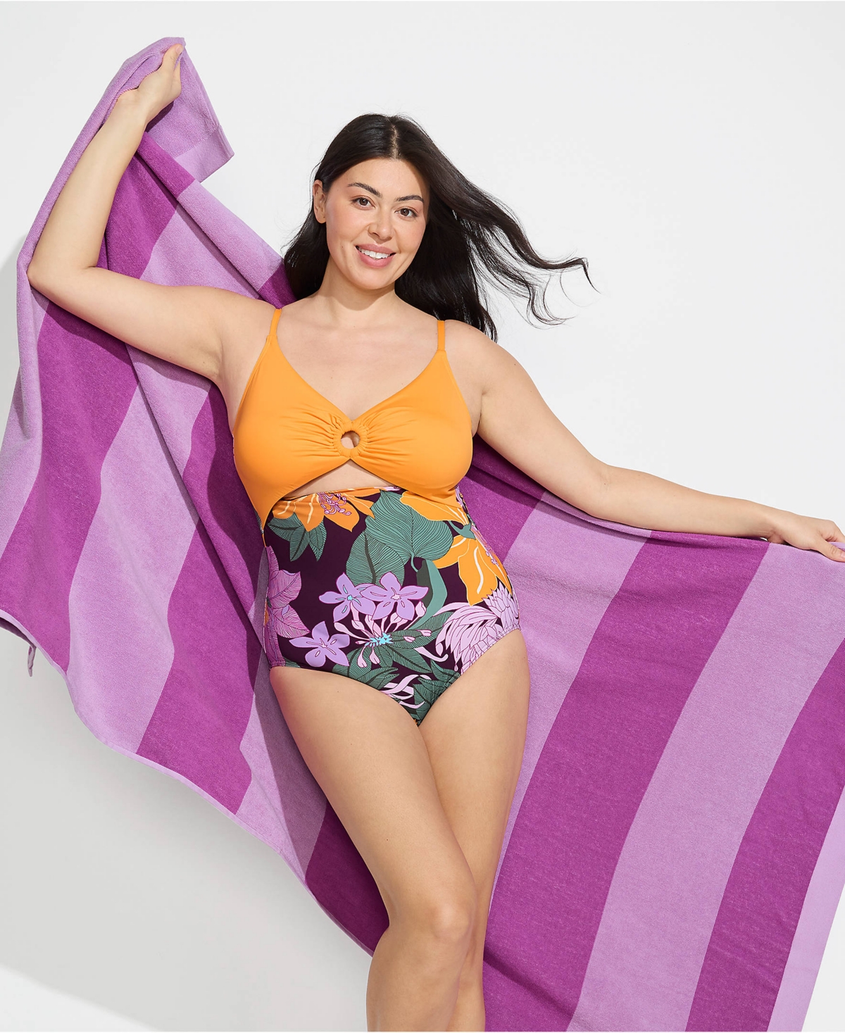 Lands' End Women's O-Ring Monokini One Piece Swimsuit