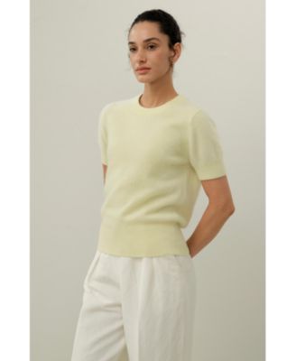 Women's Brushed Cashmere Short-Sleeve Sweater