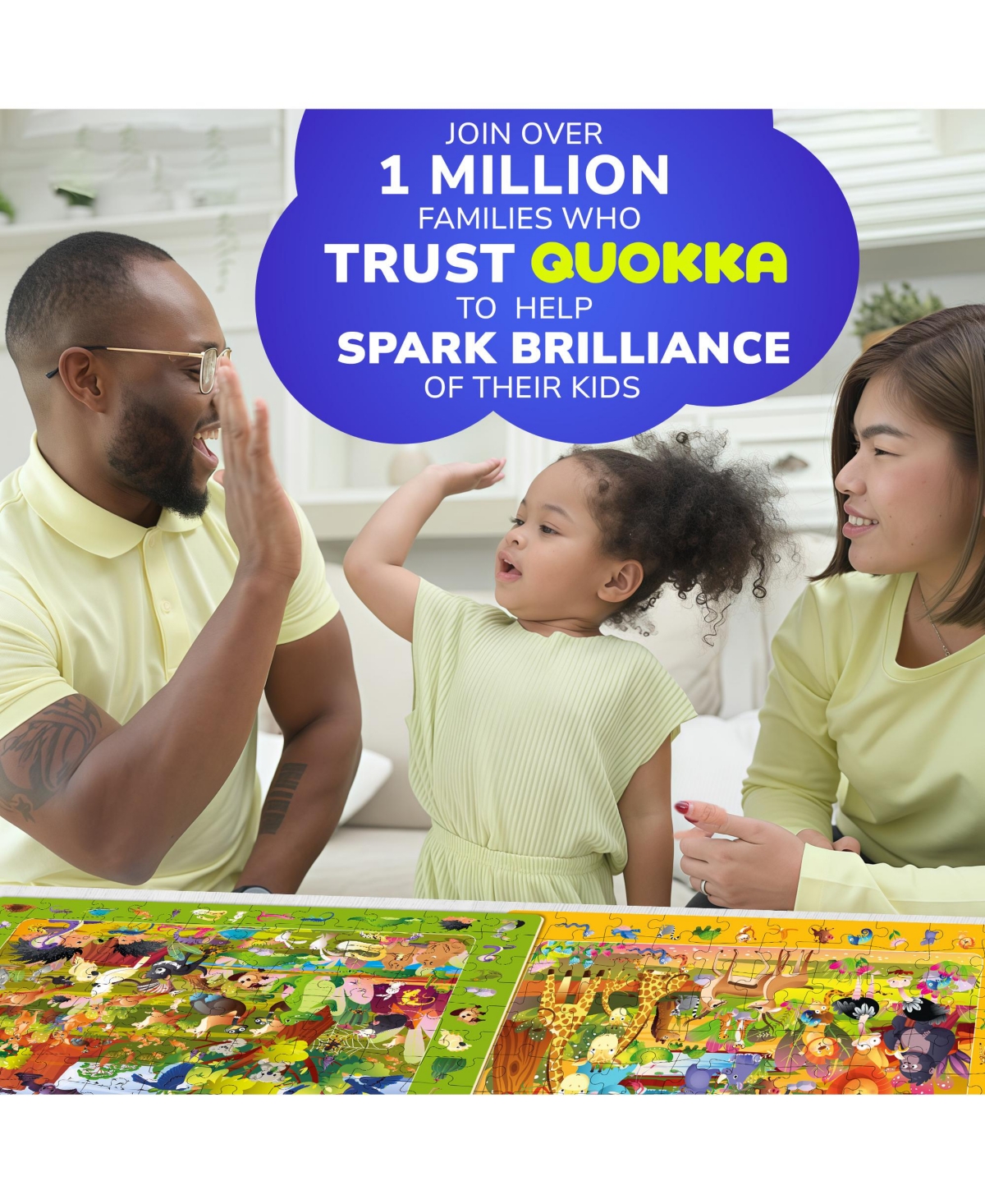 Quokka 4xSET 100 Piece Puzzles for Kids Ages 4-6 – Search and Find Artist-Crafted Illustrations