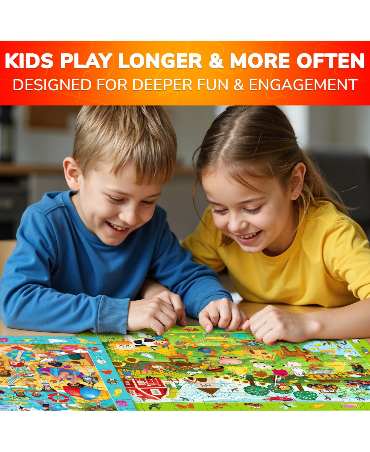 Quokka 4xSET 100 Piece Puzzles for Kids Ages 4-6 – Search and Find Artist-Crafted Illustrations