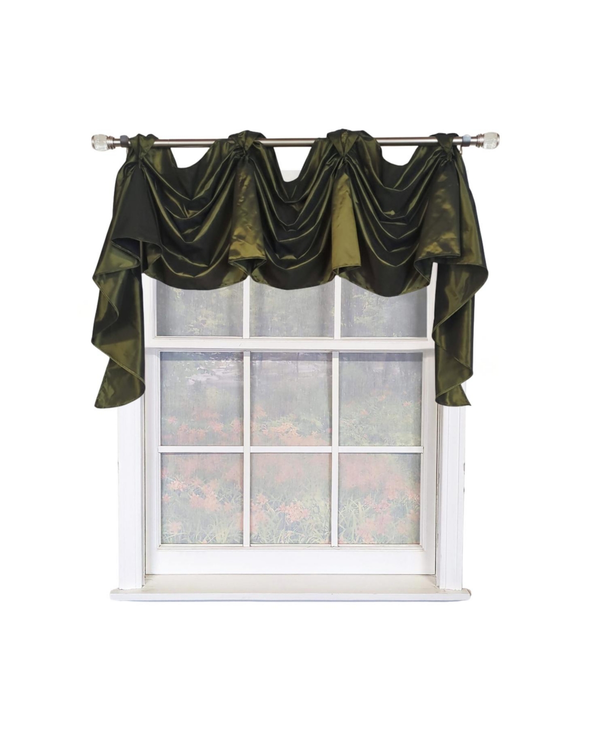 Rlf Home Taffeta 3-s Victory 100% Polyester Tab Top Swag Window Curtain 54" x 25" Hunter
