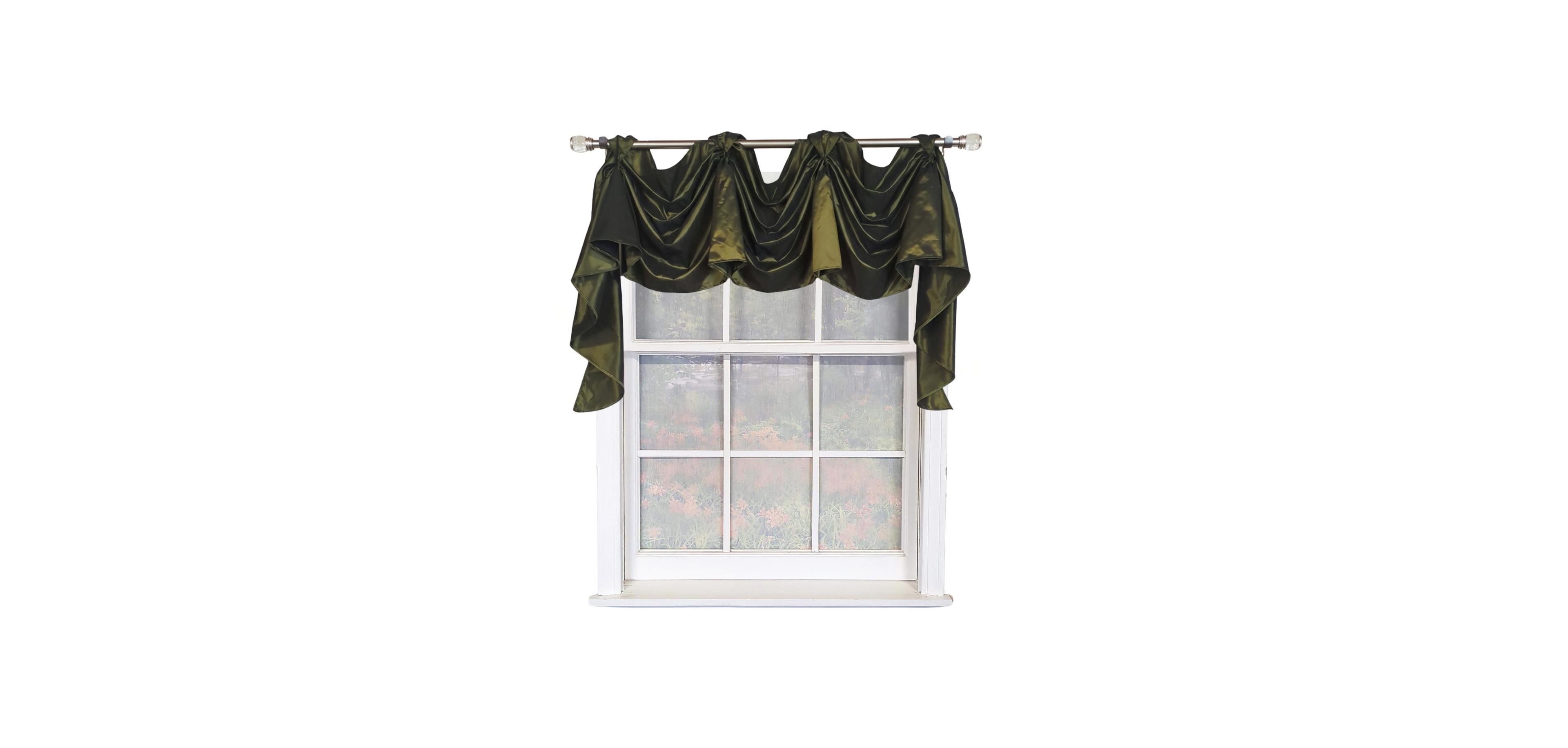 Rlf Home Taffeta 3-s Victory 100% Polyester Tab Top Swag Window Curtain 54" x 25" Green