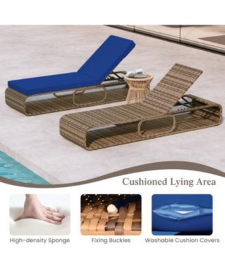 Adjustable 7-Position Rattan Chaise Lounge for Patio