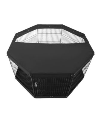 Dog Playpen, 8-Panel 30"H x 24"W Foldable Metal Exercise Pen w/ Door, Top Cover & Bottom Pad, Indoor/Outdoor Pet Fence