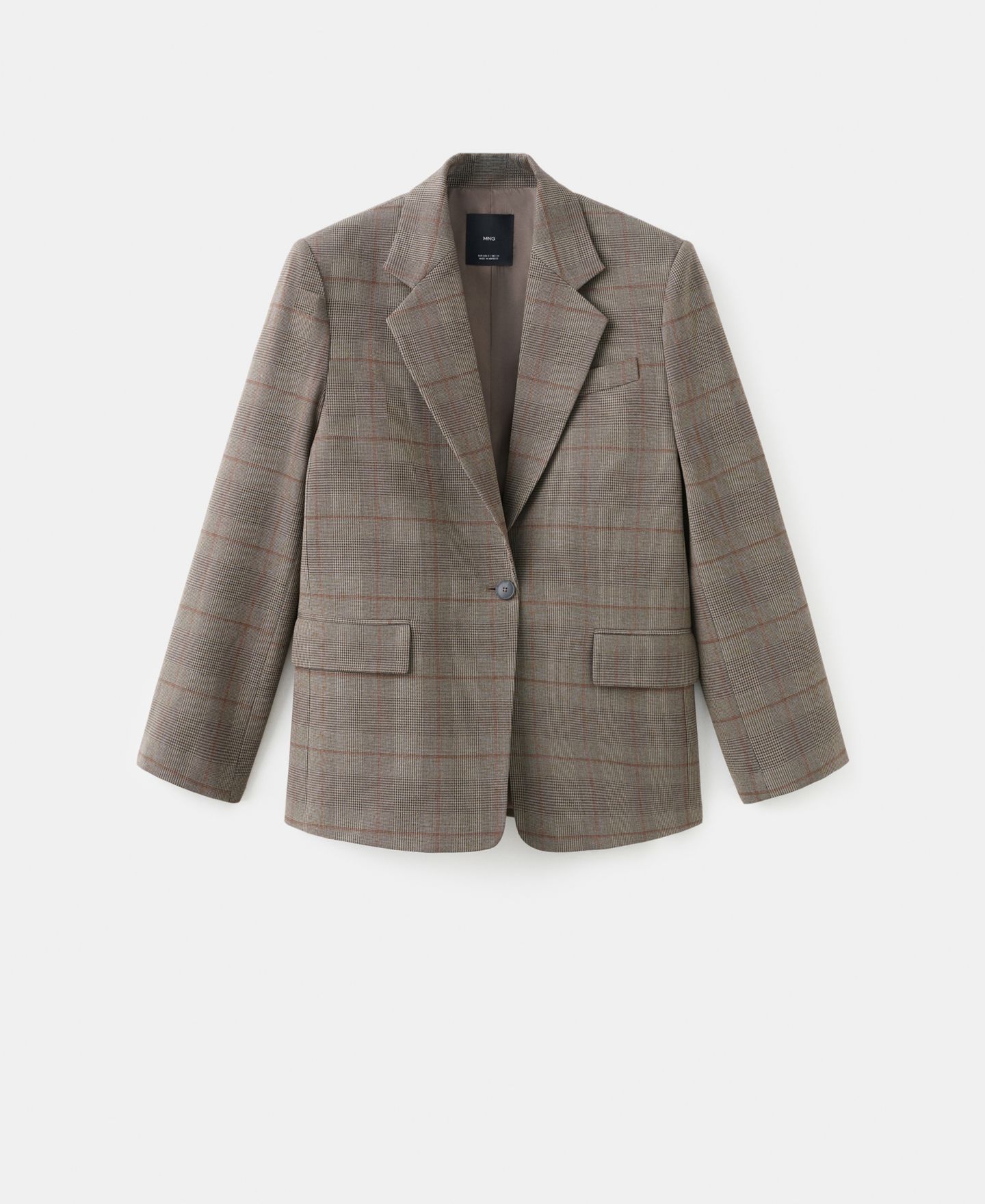 Женский пиджак MANGO Check Suit Blazer, цвет: Коричневый — фото 1