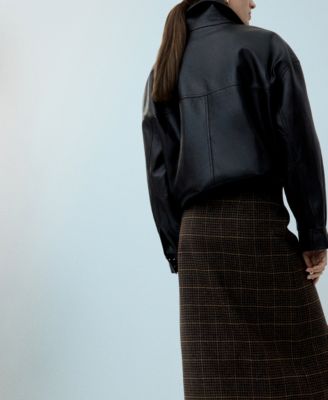 Women's Wool-Blend Check Midi Skirt
