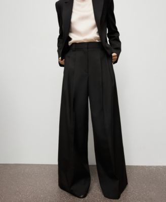 Women's Wide-Leg Pleated Suit Pants