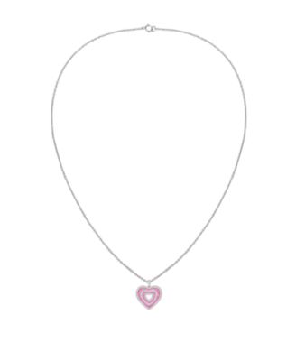 Lab-Grown Pink Sapphire (1.2 ct. t.w.) and White Sapphire (1 ct. t.w.) Heart Pendant Necklace in Sterling Silver
