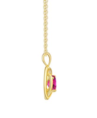 Lab-Grown Ruby (1.1 ct. t.w.) and White Sapphire (0.03) Heart Pendant Necklace in 14k Gold Over Sterling Silver (Also Available in Amethyst)