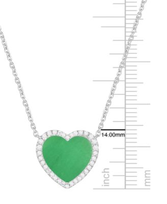 Jade (12mm) and Lab-Grown White Sapphire (0.04 ct. t.w.) Heart Pendant Necklace in Sterling Silver (Also Available in Onyx)