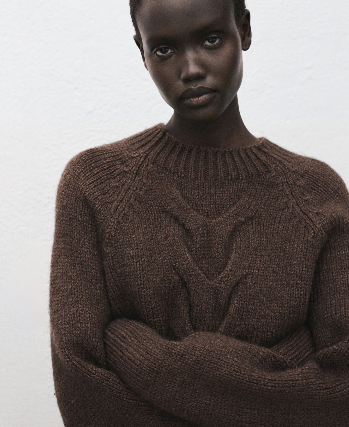 Mango Women's Perkins Neck Braided Sweater