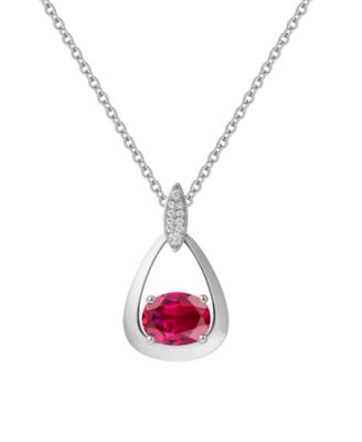 2-Pc. Ruby (3.5 ct. t.w.) and Lab-Grown White Sapphire (0.03 ct. t.w.)  Earrings And Pendant Set in Sterling Silver (Also Available in Opal, Amethyst, Sapphire and Blue Topaz)