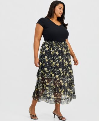 Trendy Plus Size Chiffon Midi Skirt