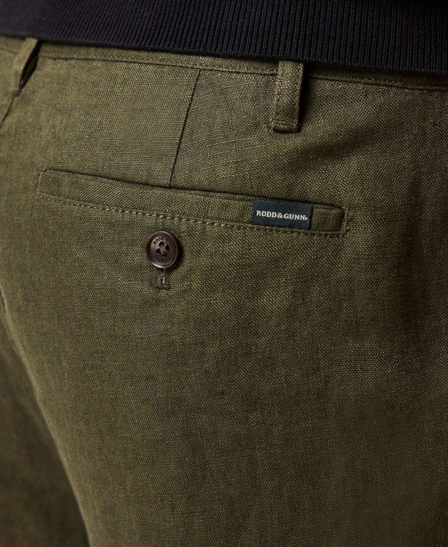 Мужские шорты Rodd & Gunn Longbeach 8" Linen Short, цвет: Тёмный оливковый — фото 5
