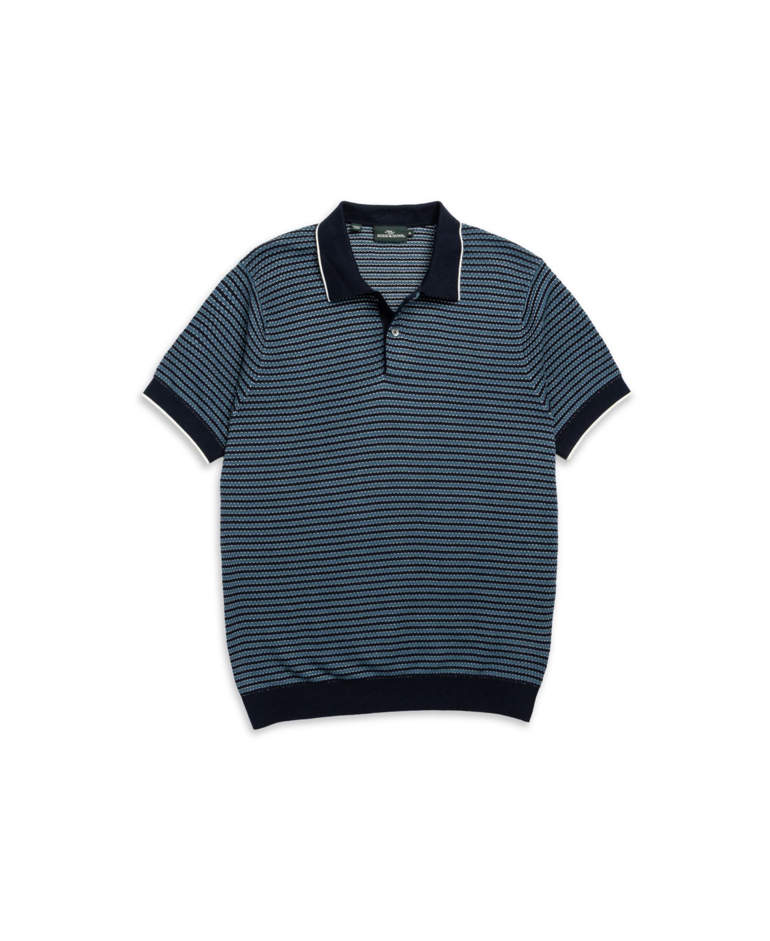 Rodd Gunn Men's Oyster Island Cotton Striped Knit Polo Shirt