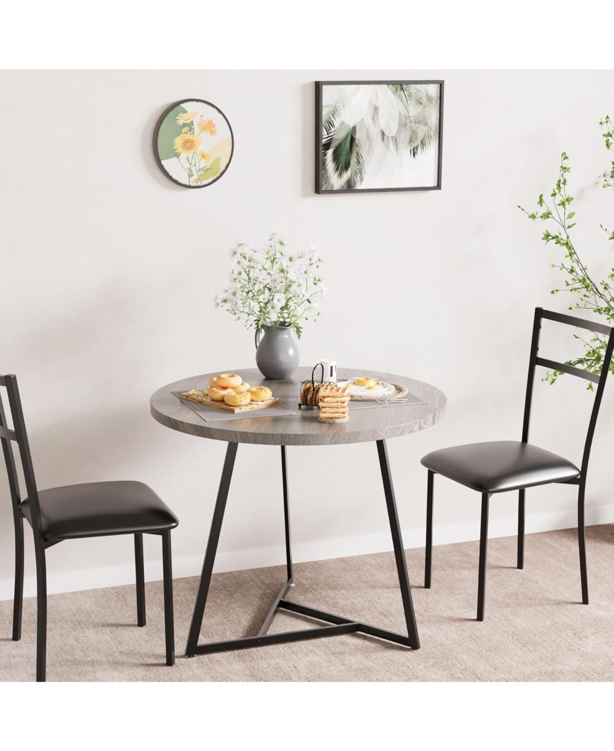Gaomon Kitchen Table Round Dining Table Set for 2 Kitchen Table for Dining Room, Home Office, Living Room