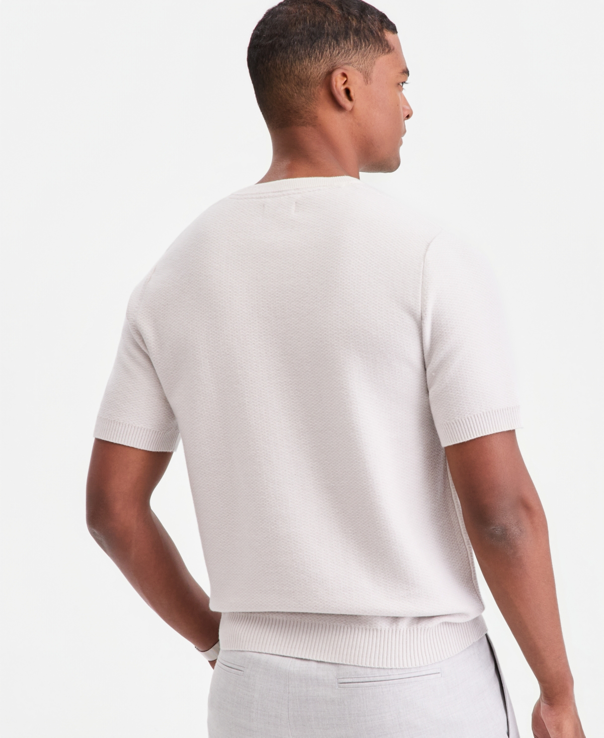 Alfani Men's Oversized Pique Knit Short-Sleeve Sweater, Macy's Exclusive