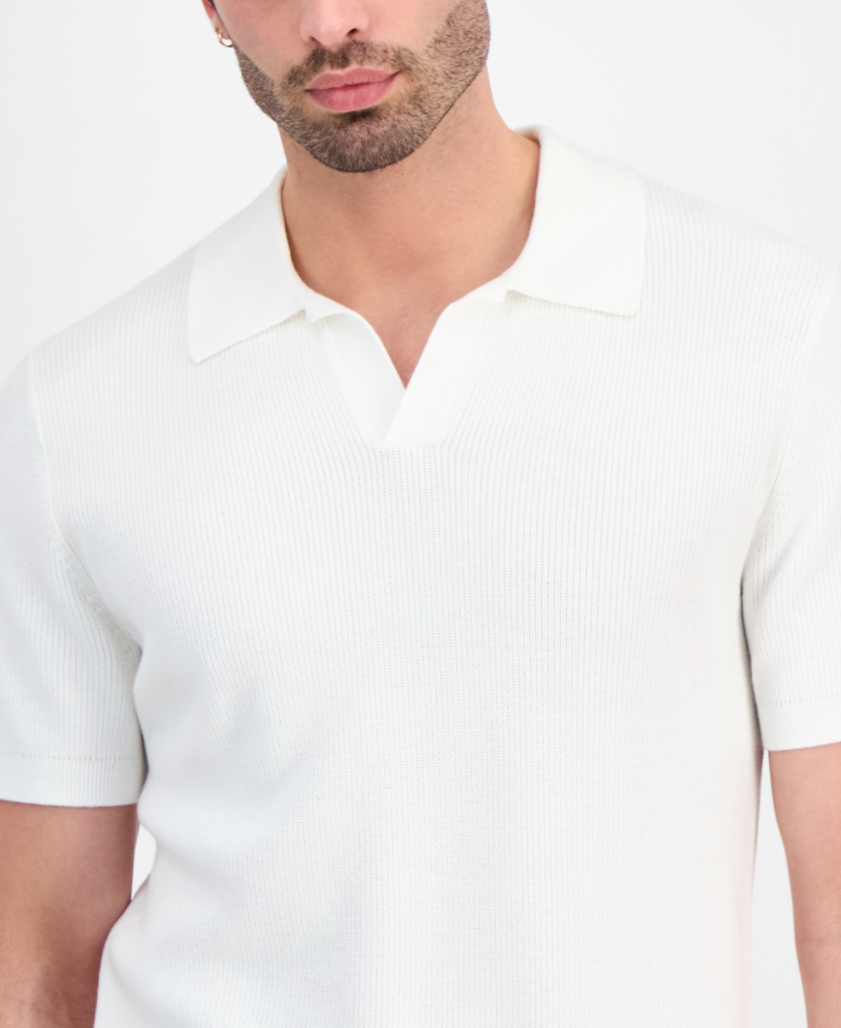 Alfani Men's Cotton Johnny Collar Short-Sleeve Sweater, Macy's Exclusive