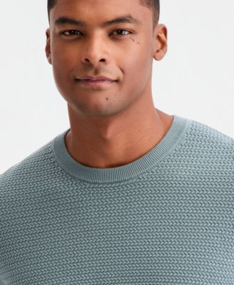Men's Cotton Textured Crewneck Long-Sleeve Sweater