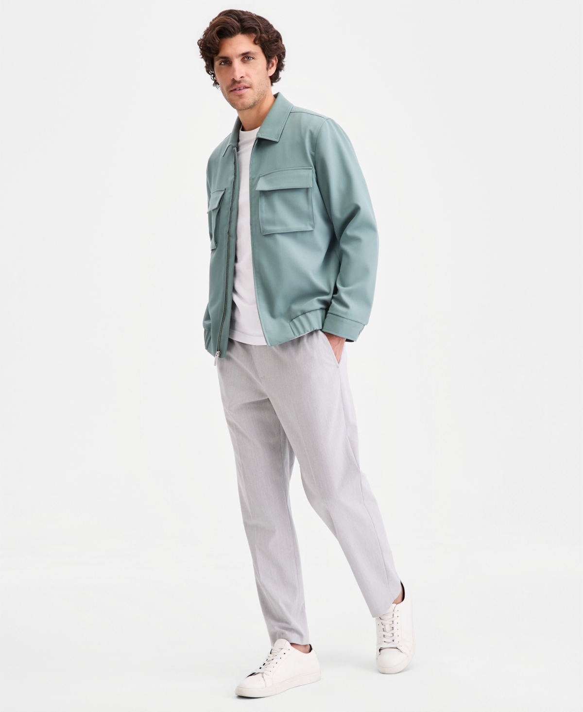 Alfani Men's Athlux Harrington Collar Full-Zip Jacket, Macy's Exclusive