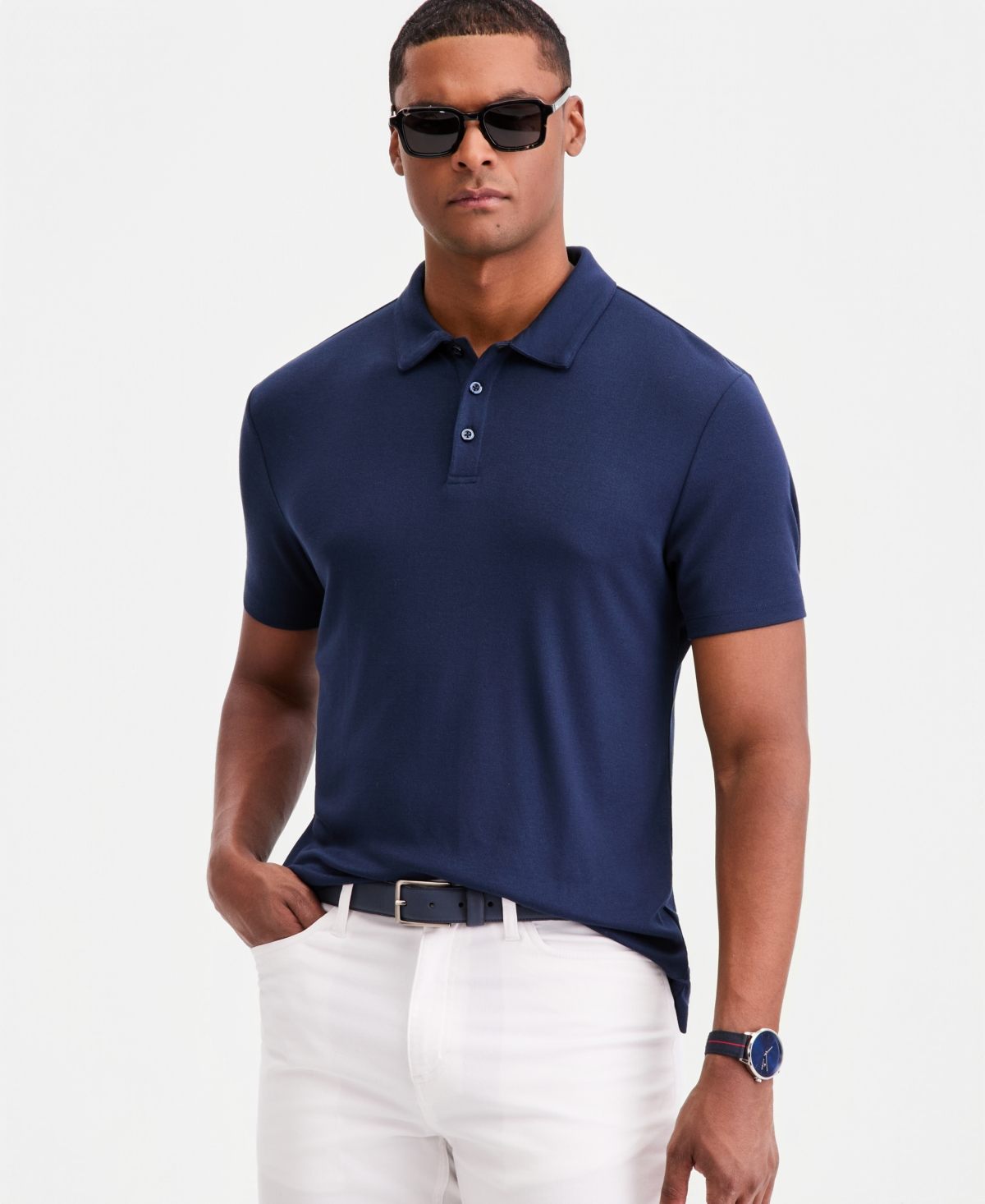 Alfani Men's Alfatech Polo Shirt, Macy's Exclusive - Neo Navy