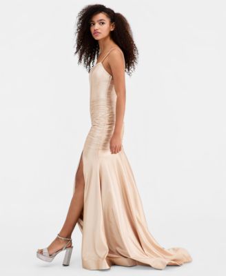 Juniors' Sleeveless Glitter-Knit Gown