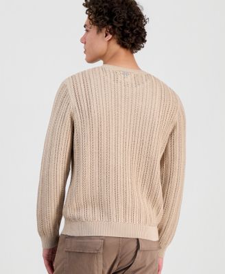 Men's Herringbone-Texture Crewneck Sweater 