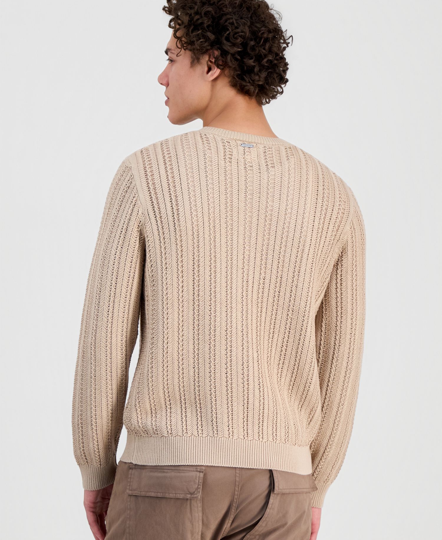 Men's Herringbone-Texture Crewneck Sweater