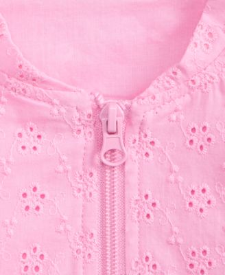 Girls' 5-20 Cotton Eyelet Bomber Jacket