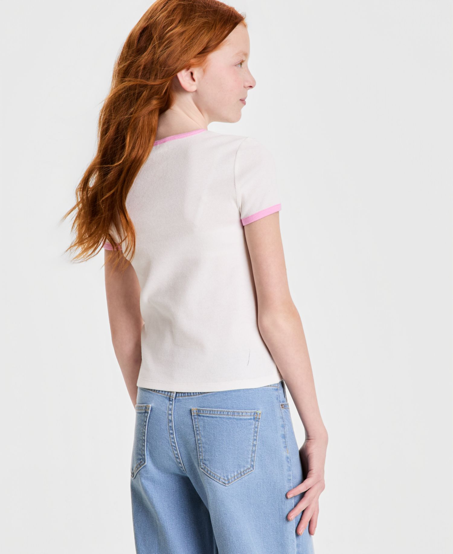 Girls' XS-XL Ribbed Baby Tee