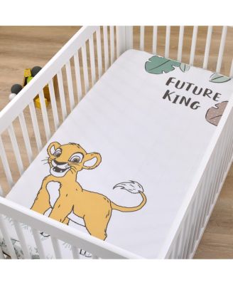Disney Lion King Teal, Sage, White and Gold Simba Future King Cotton Photo Op Fitted Crib Sheet