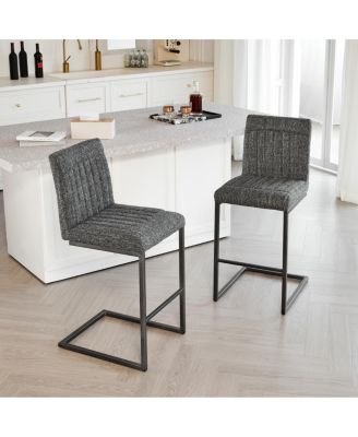Speckled Gray Tufted Bar Stool - 2 Sets