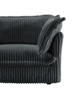 Gray Corduroy Slipcovered 2-Seat Sofa